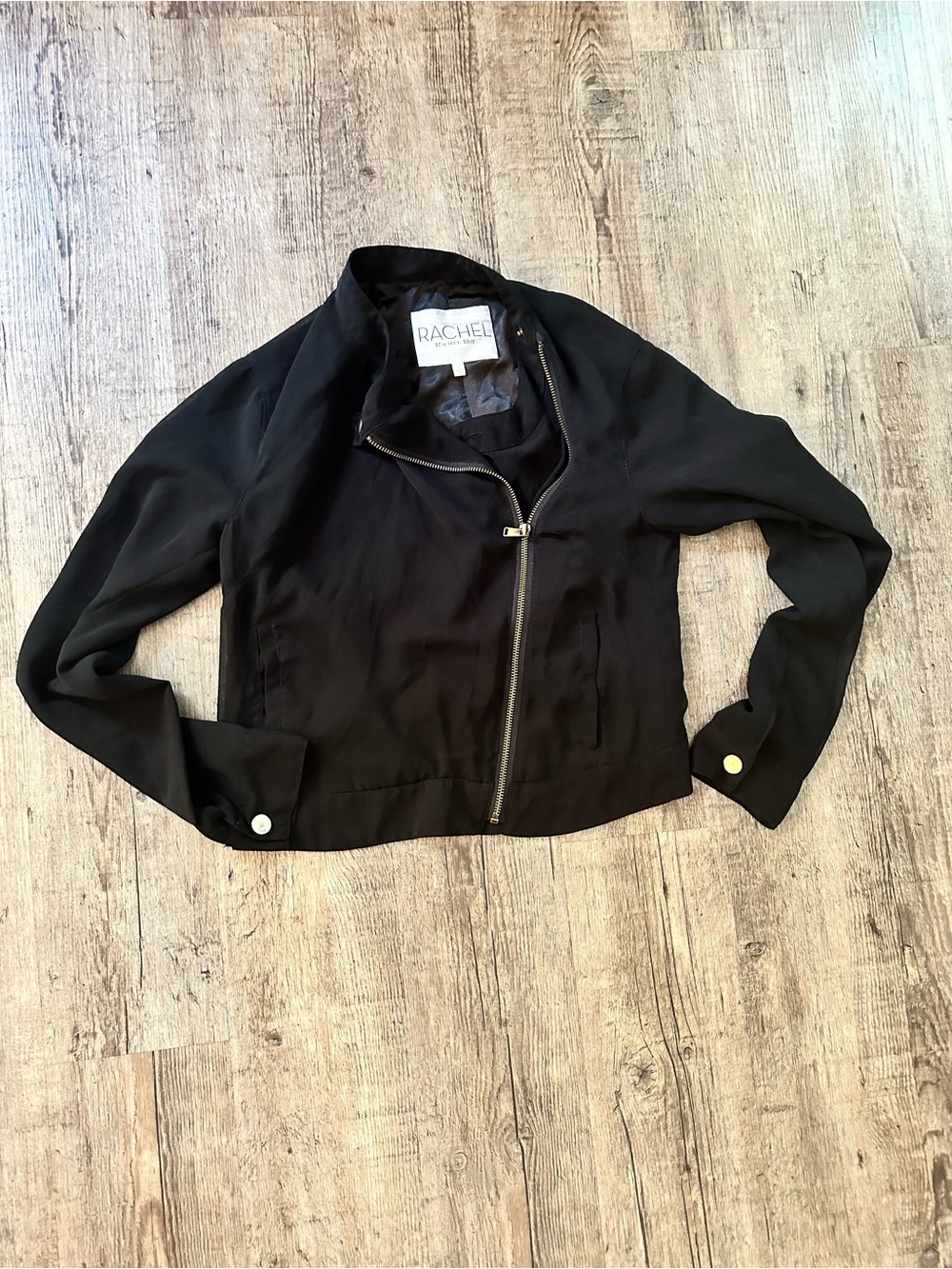 Rachel Roy Size 2 Black Moto Jacket Asymmetrical Zip Lightweight
